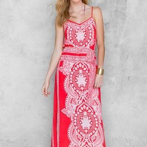 Francesca’s red bandana pattern maxi dress!